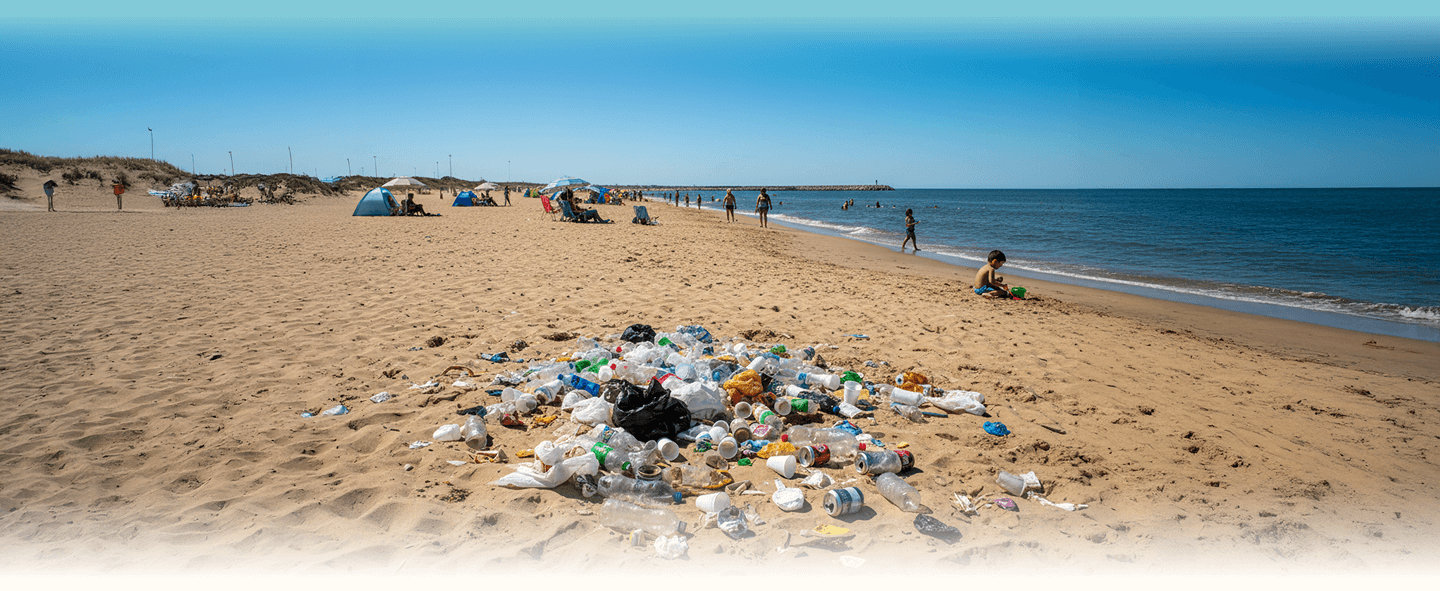 playa con basura